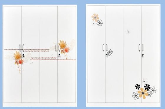 Home Furniture Customized Metal Wardrobe With Flower Printing