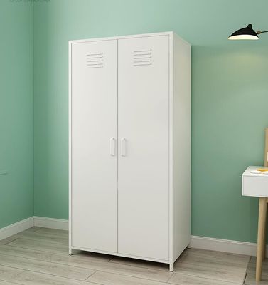 White Armoires 900 Width Metal Wardrobe Cabinet With Feet