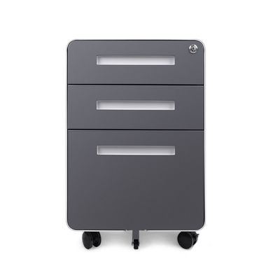 Metal Round Edge Mobile Pedestal 3 Drawers Key Lock Office A4 File Cabinet